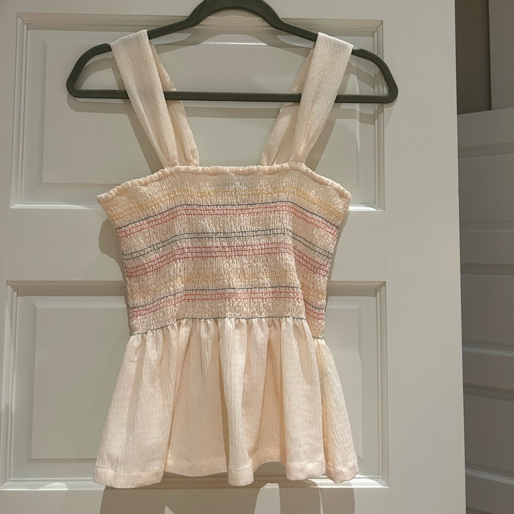 Madewell Thread & Texture babydoll tank size medium (cream with multi stripes)